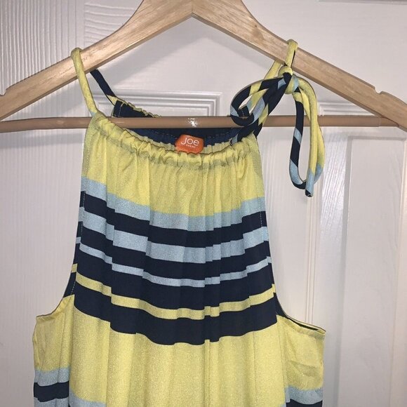 Joe Fresh Yellow Blue Stripe Halter Top Casual Summer Dress Size Large - Picture 6 of 10